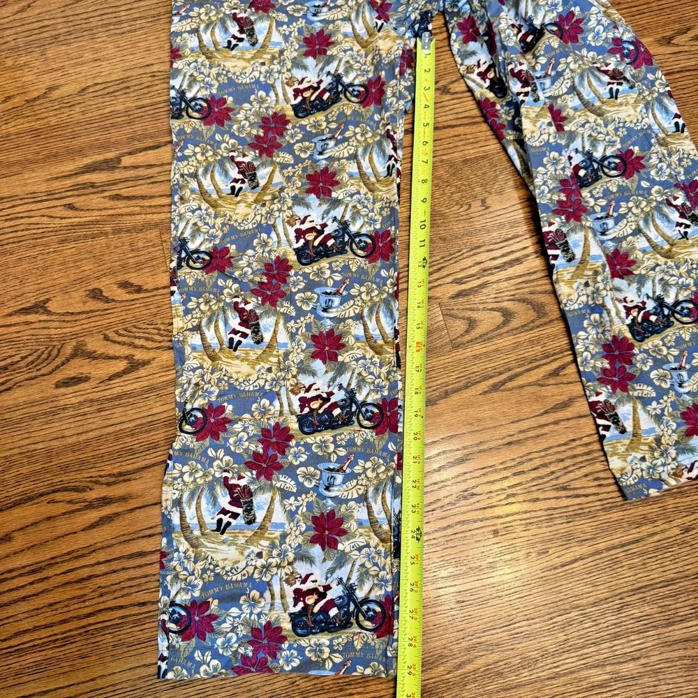 Tommy Bahama‎ Santa Christmas Pajama Lounge Medium Hawaiian Motorcycle Biker